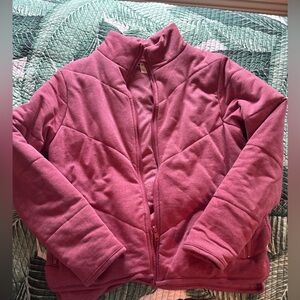 Threadless Quilted Zip-Up Jacket in Berry Pink